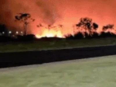 Brazil Wildfire Advances on Forest Area in Chapadão do Sul