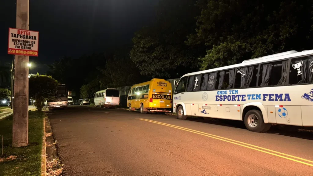 Brazil School Buses Snarl Traffic Near Estoril